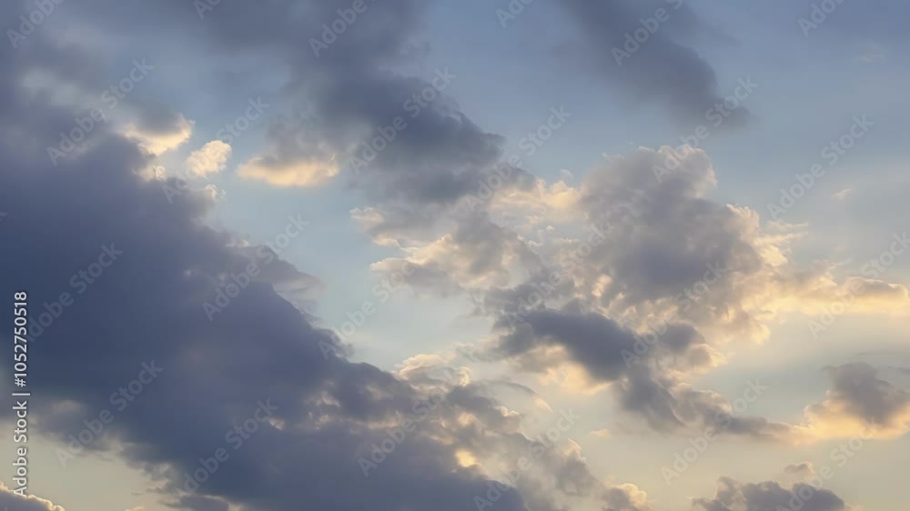 Poster Ethereal clouds are continuously changing, creating intriguing and abstract forms against the vast expanse of the blue sky