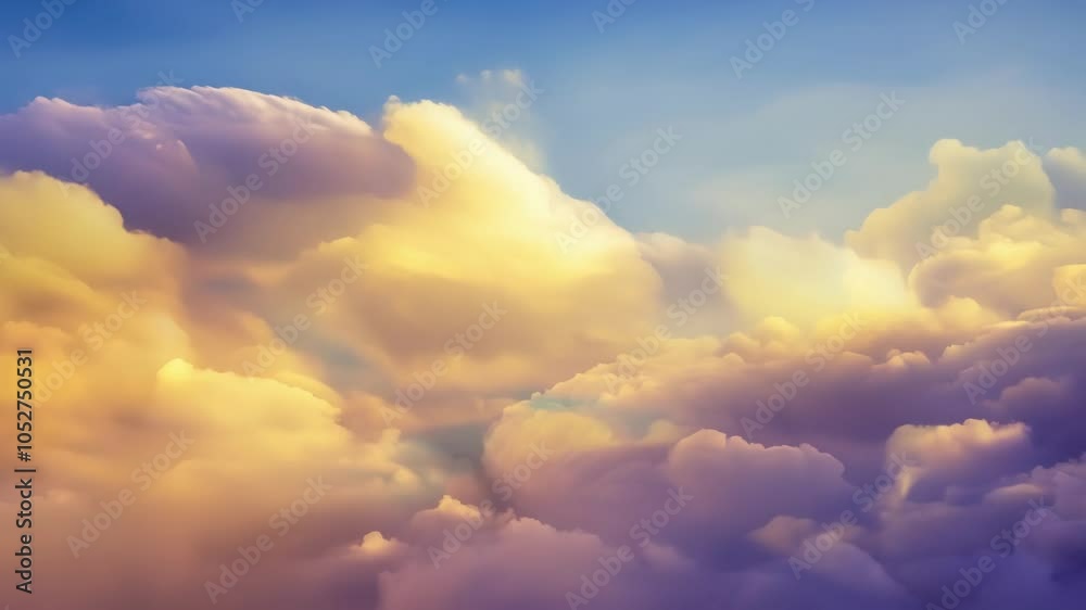 Poster Clouds transform and shift, showcasing a stunning array of colors from deep purple and blue to vibrant yellow and orange. The mesmerizing display creates a surreal atmosphere