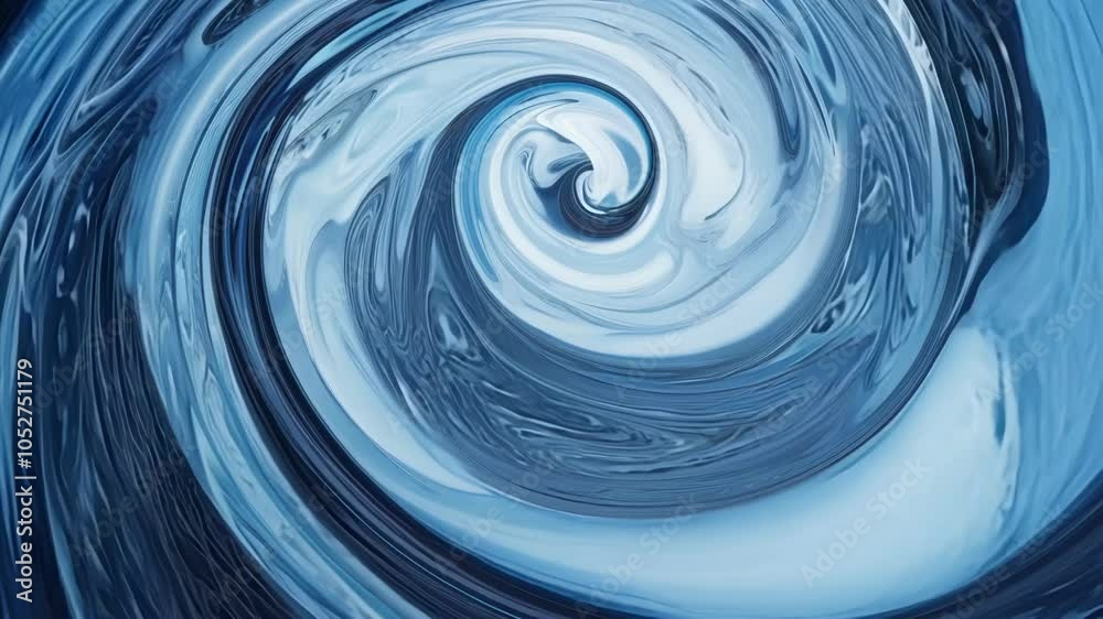 Poster abstract beauty emerges as blue and white paint mixes and swirls, creating a mesmerizing, hypnotic e