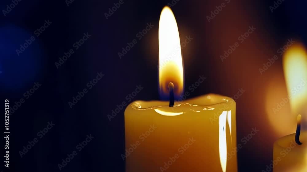 Poster Candlelight flickers, casting a warm glow and creating a mesmerizing, surreal effect through repetition. The interplay of light and shadow evokes feelings of peace and tranquility