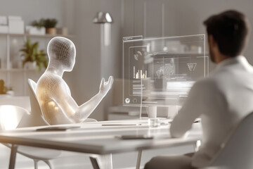 KI-Assistent unterstützt am PC im modernen Büro