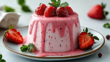Strawberry Cream Dessert with Fresh Berries