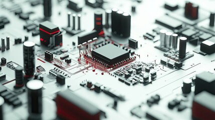 Fototapeta premium Futuristic Circuit Board Design with Red Highlights