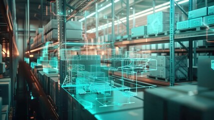 A smart warehouse management system that uses augmented reality technology to determine package picking and delivery.