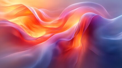 Fototapeta premium Geometric shapes morphing and twisting, vibrant colors blending and glowing.