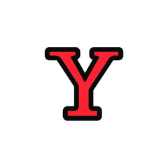 Red Letter Y with Black Outline