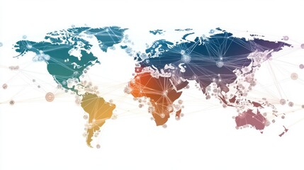 A world map with connecting lines showing IMF financial aid reaching different regions.