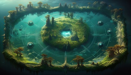 DnD Battlemap Alien Swamp Mysterious Landscape of an Alien World AI Generate