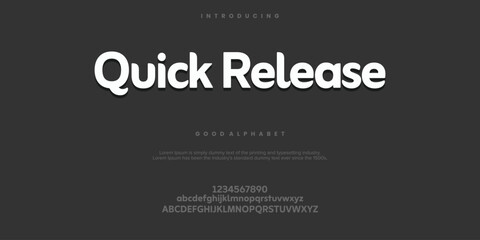 Quick Release Modern minimal abstract alphabet fonts. Typography creative font. vector illustration