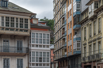 Obraz premium View of colorful streets in the old town of Luarca, Spain