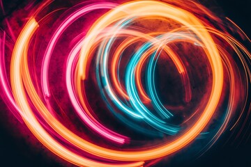 Obraz premium Spirale abstraite de lumières colorées dans un effet de vitesse futuriste 