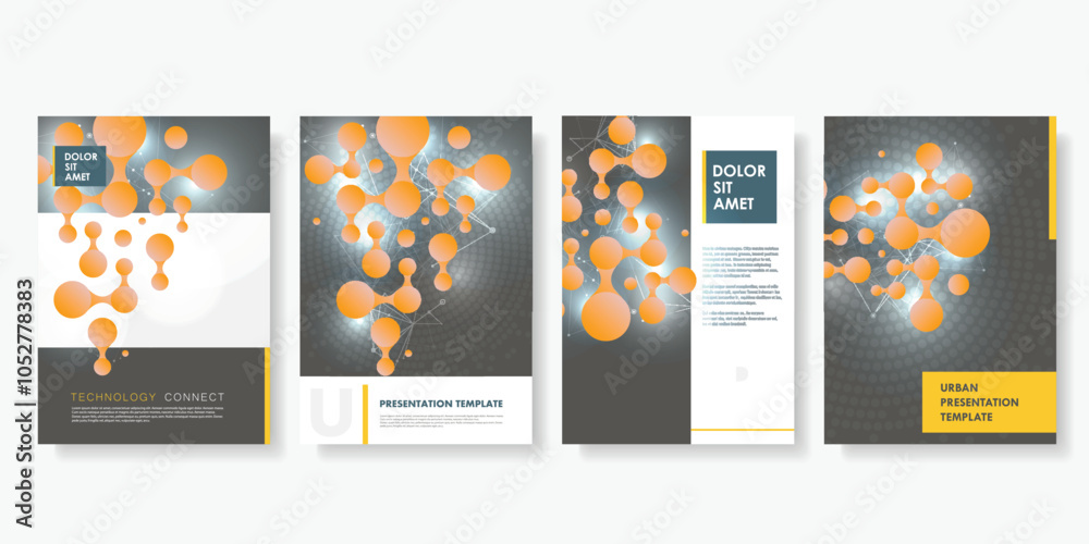 Aufkleber Abstract connect circle geometric in trendy style. Trendy geometric background. Business technology concept. Global social network. Abstract geometric background. Business card