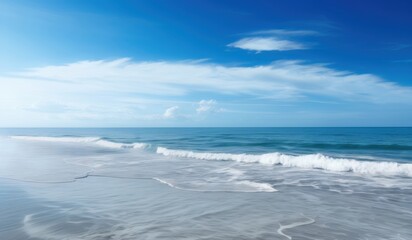 Obraz premium a photo of the beautiful ocean calm sea and beach background