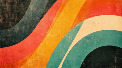 A vintage poster-inspired background with bold typography, grainy texture, and bright, limited colors, evoking 1960s graphic design aesthetics