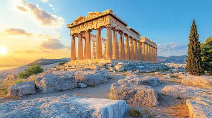 Obraz premium The Parthenon at Sunset, Acropolis, Athens, Greece