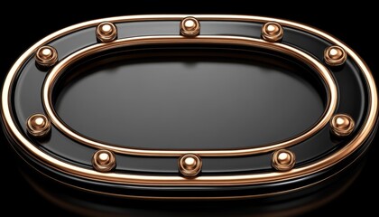 Obraz premium Black and Gold Oval Frame with Decorative Studs