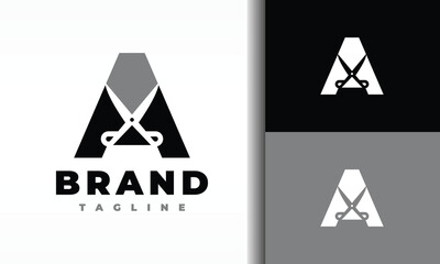 letter A scissors logo