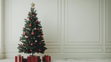 Christmas gifts under a tree inside a house in December