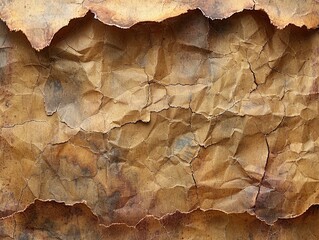 A close-up of crumpled, aged paper with a textured surface and warm tones.