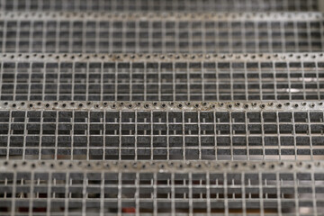 Metal steps used and dirty.
