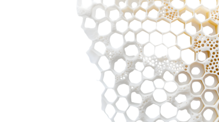Honeycomb isolated, top view, white background