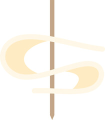 Delicious tornado potato swirling on wooden skewer isolated on white background