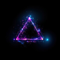 Glowing purple and blue cosmic triangle on a black background.