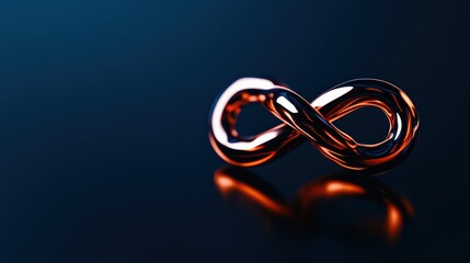 Naklejka premium Metallic infinity symbol on a dark gradient background, perfect for design projects.