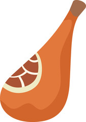 This vector illustration shows a whole prosciutto ham, a staple of italian cuisine, often served in thin slices as an appetizer or used as a flavoring agent in various dishes