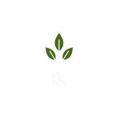Minimalist Green Leaf and Letter KK Logo Design