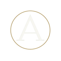 Letter A in Circle with Gold Outline