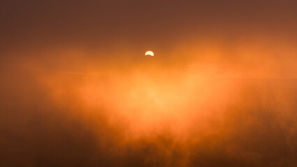 Fiery sunset over Dent de Vaulion in the Swiss Jura