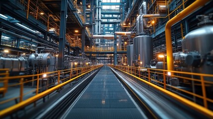 Industrial facility with pipes and machinery for processing.