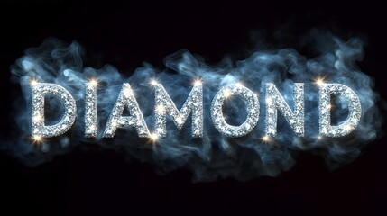 The Allure of Diamonds Captured in Stunning Typography. This dazzling text image combines the elegance of diamonds with a smoky, ethereal background, emphasizing luxury and glamour.