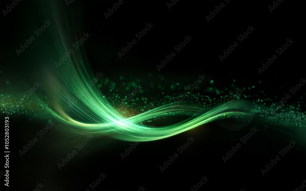Poster A black background is accented with green and yellow light that flows from the left side to the right side.
