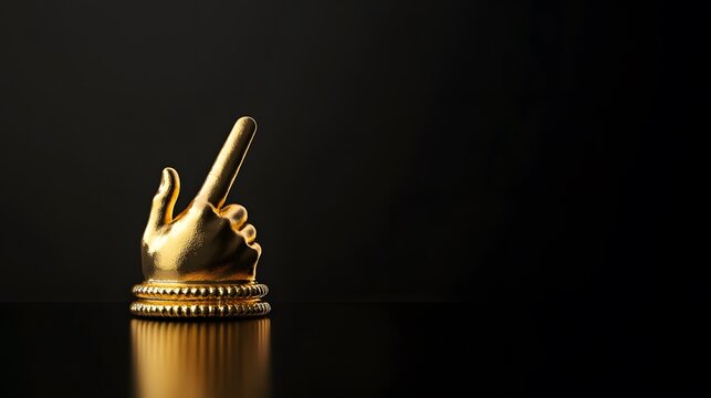 Golden Hand Trophy Celebrating Victory and Achievement. This image of a gold hand pointing upwards symbolizes excellence and the spirit of competition. 