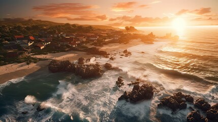 aerial view beach sunrise view