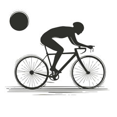 Fototapeta premium Silhouette of Cyclist Riding a Bike Under a Full Moon