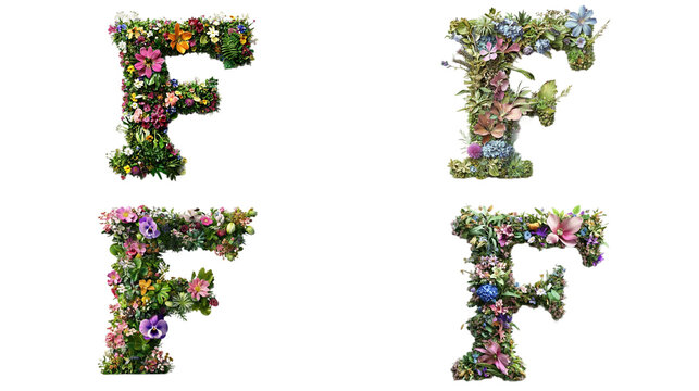Floral Letter F -  Four Variations