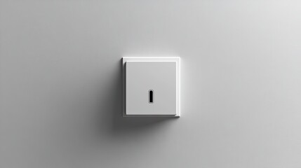 A white light switch on a white wall with a small shadow.