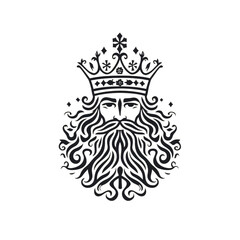 King with Crown and Beard in Ornate Design