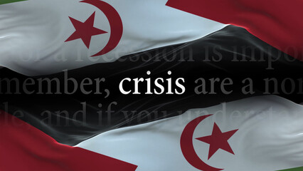 Western Sahara flag - Waving flag on loop of economic news articles