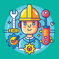Smiling mechanic with tools.