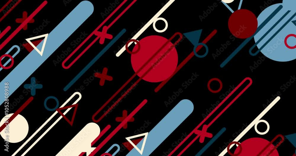 Wall mural geometric shape abstract loop animation. infinity motion graphic shapes loop animation on black back