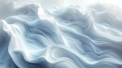 Obraz premium Abstract depiction of flowing waves in soft white tones, evoking tranquility and movement.