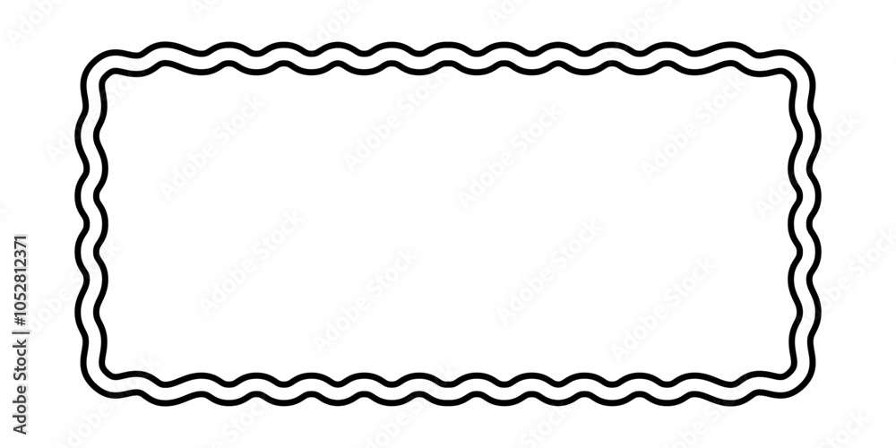 Wall mural double rectangle frame with scalloped edges. rectangular shape with curvy borders. empty text box or