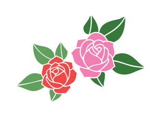 Colorful Cartoon Roses Illustration for Floral and Romantic Designs