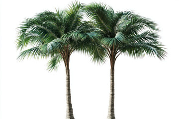 Fototapeta premium Three palm trees against a white backdrop.