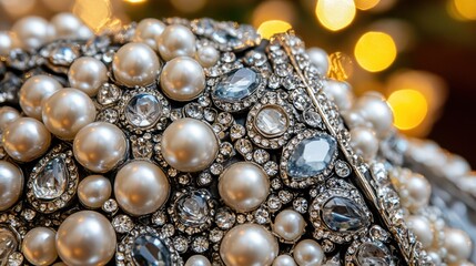 Luxurious pearl and crystal embellishments create an opulent and dazzling display, AI