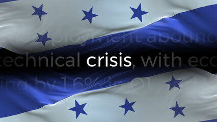 Honduras flag - Waving flag on loop of economic news articles